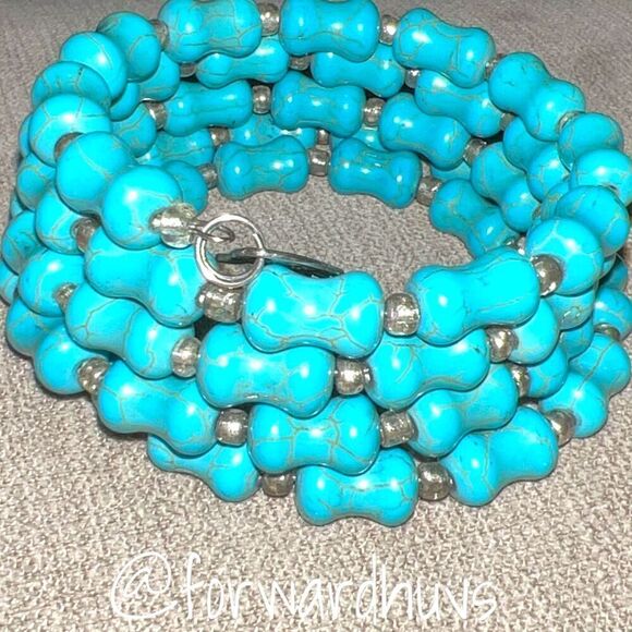 Bundle Sale 3 for $15 | Handcrafted Faux Turquoise Wire Wrap Bracelet - Picture 6 of 9